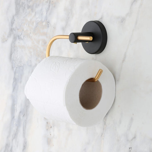 May Bathroom Adhesive Gold Outdoor Toilet Paper Holder Strap, Black (YM2-105)