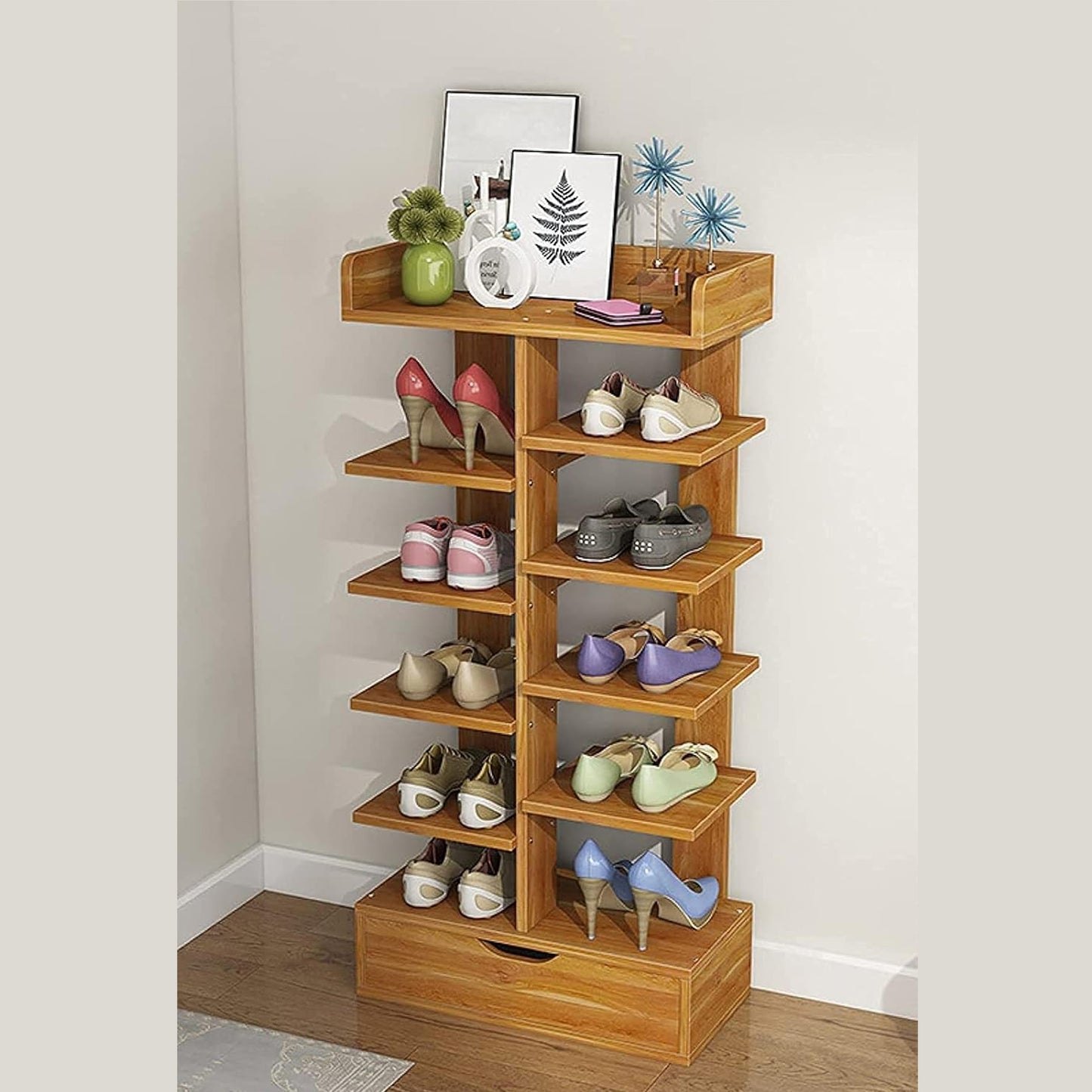 XJ201 Shoe Rack Brown (40*21*92H)
