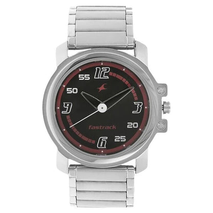 Fastrack Quartz Analog Black Dial Stainless Steel Strap Watch for Guys
