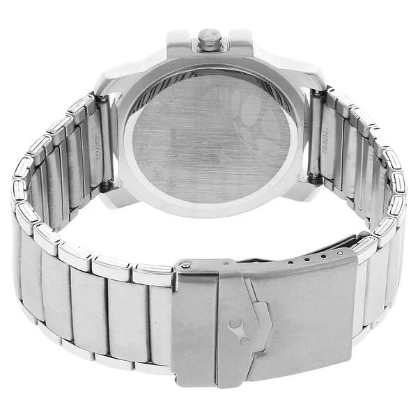 Fastrack Quartz Analog Black Dial Stainless Steel Strap Watch for Guys