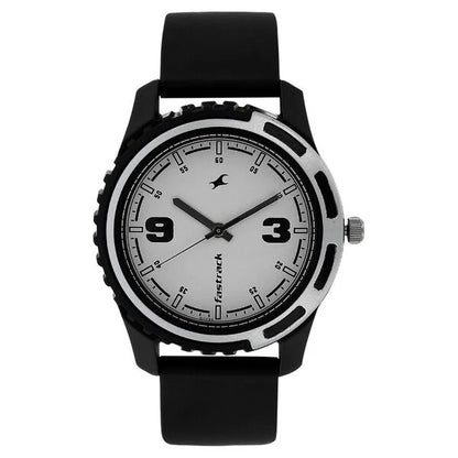 Fastrack Quartz Analog White Dial Plastic Strap Watch for Guys
