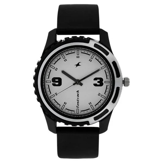 Fastrack Quartz Analog White Dial Plastic Strap Watch for Guys