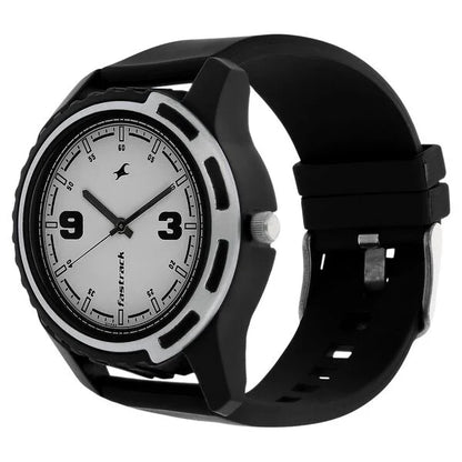Fastrack Quartz Analog White Dial Plastic Strap Watch for Guys