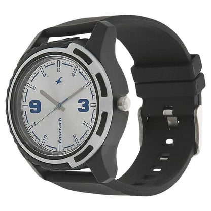 Fastrack Quartz Analog Silver Dial Plastic Strap Watch for Guys