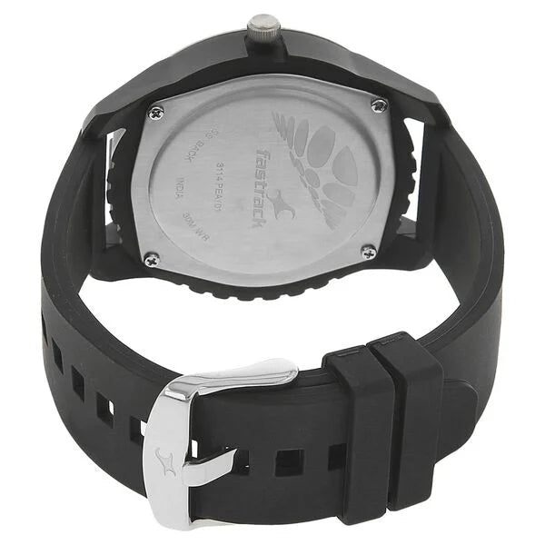 Fastrack Quartz Analog Silver Dial Plastic Strap Watch for Guys