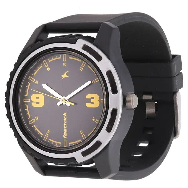 Fastrack Quartz Analog Black Dial Plastic Strap Watch for Guys