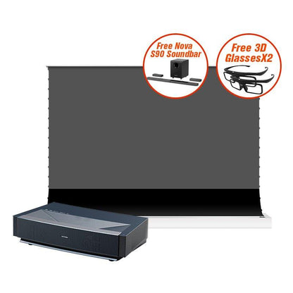 ULTIMEA Thor T60 Triple Laser Projector &VIVIDSTORM S PRO Electric Tension Floor Screen