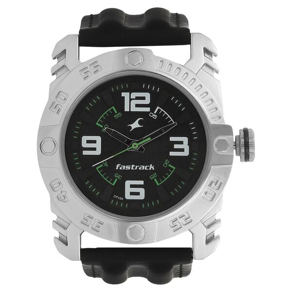 Fastrack Motorheads Quartz Analog Black Dial Leather Strap Watch for Guys