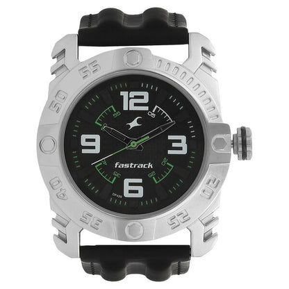 Fastrack Motorheads Quartz Analog Black Dial Leather Strap Watch for Guys