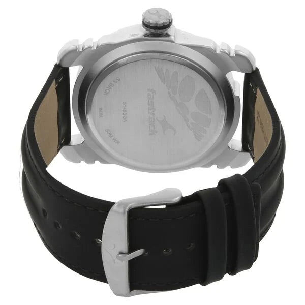 Fastrack Motorheads Quartz Analog Black Dial Leather Strap Watch for Guys