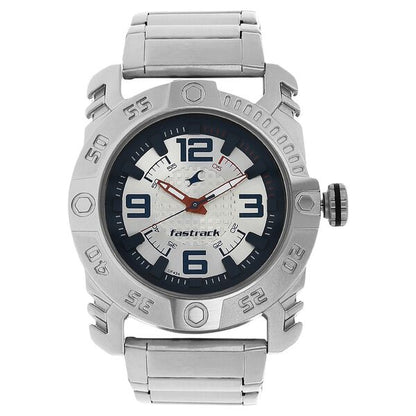 Fastrack Motorheads Quartz Analog Silver Dial Stainless Steel Strap Watch for Guys