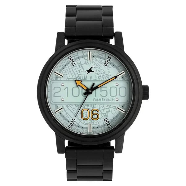 Fastrack Road Trip Quartz Analog Blue Dial Stainless Steel Strap Watch for Guys
