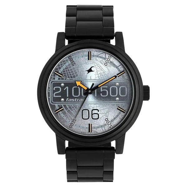 Fastrack Road Trip Quartz Analog Grey Dial Stainless Steel Strap Watch for Guys