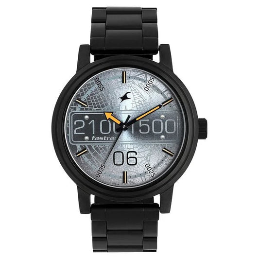 Fastrack Road Trip Quartz Analog Grey Dial Stainless Steel Strap Watch for Guys
