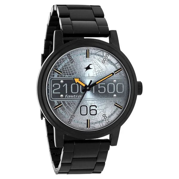 Fastrack Road Trip Quartz Analog Grey Dial Stainless Steel Strap Watch for Guys