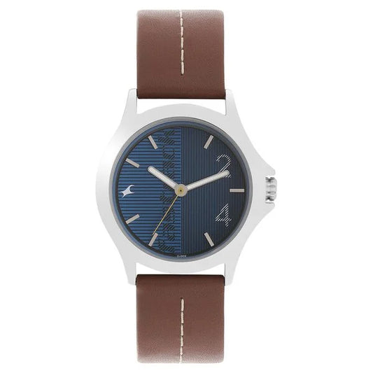 Fastrack Quartz Analog Blue Dial Leather Strap Watch for Guys