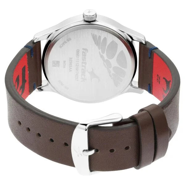 Fastrack I Love Me Quartz Analog Brown Dial Leather Strap Watch for Guys