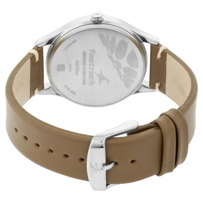 Fastrack Tripster Quartz Analog Green Dial Leather Strap Watch for Guys