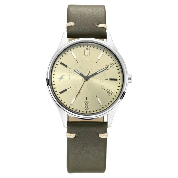 Fastrack Tripster Quartz Analog Green Dial Leather Strap Watch for Guys