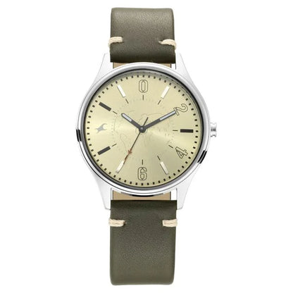Fastrack Tripster Quartz Analog Green Dial Leather Strap Watch for Guys