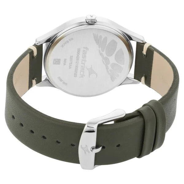 Fastrack Tripster Quartz Analog Green Dial Leather Strap Watch for Guys