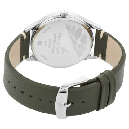 Fastrack Tripster Quartz Analog Green Dial Leather Strap Watch for Guys