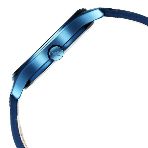 Fastrack Style Up Quartz Analog with Day and Date Blue Dial Leather Strap Watch for Guys