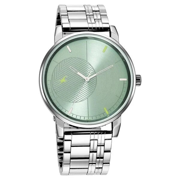Fastrack Stunners Quartz Analog Green Dial Metal Strap Watch for Guys