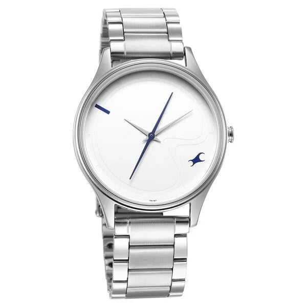 Fastrack Stunners Quartz Analog Silver Dial Metal Strap Watch for Guys