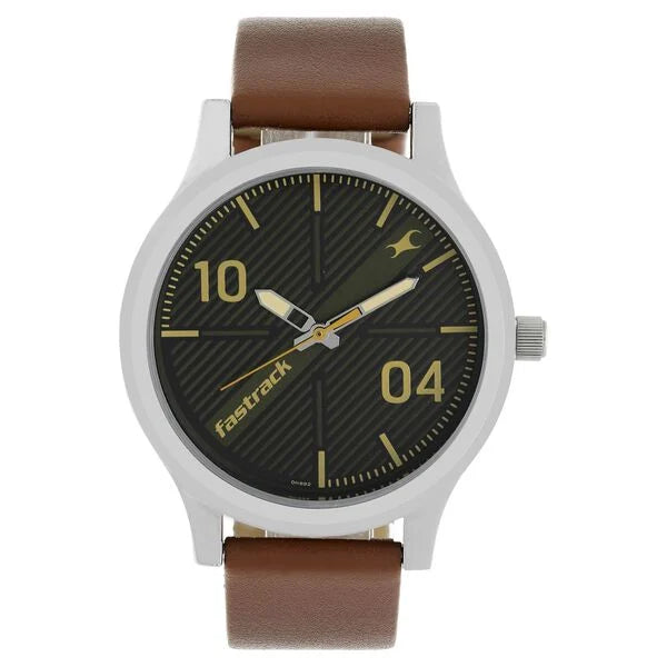 Fastrack Quartz Analog Black Dial Leather Strap Watch for Guys