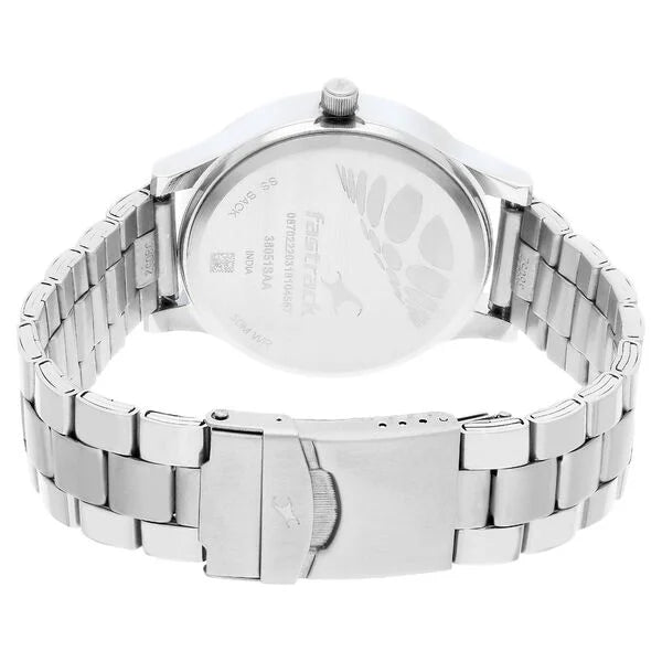 Fastrack Fundamentals Quartz Analog White Dial Stainless Steel Strap Watch for Guys