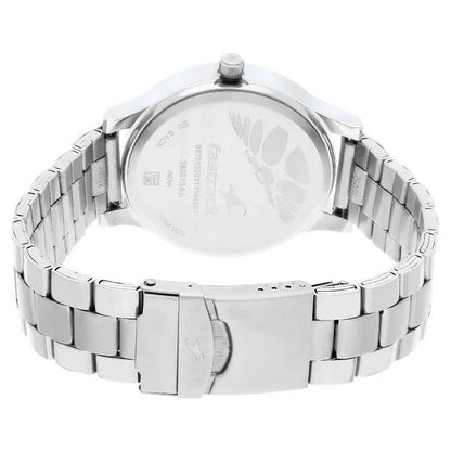 Fastrack Fundamentals Quartz Analog White Dial Stainless Steel Strap Watch for Guys