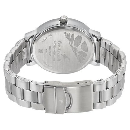 Fastrack Fundamentals Quartz Analog Blue Dial Stainless Steel Strap Watch for Guys