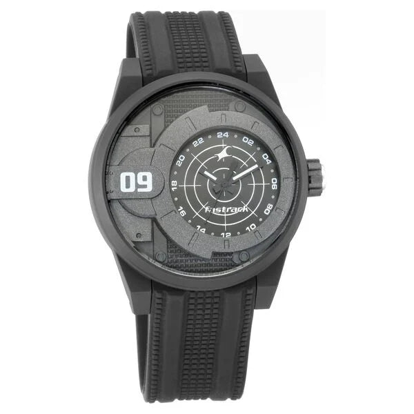 Fastrack Trendies Quartz Analog Black Dial Silicone Strap Watch for Guys