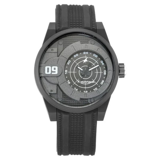 Fastrack Trendies Quartz Analog Black Dial Silicone Strap Watch for Guys