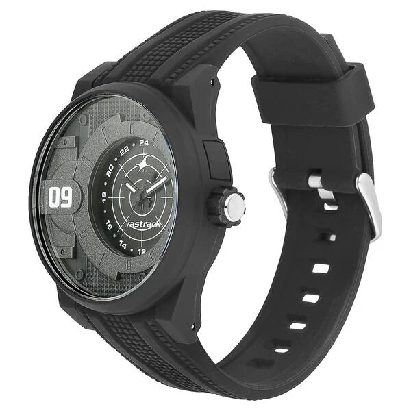 Fastrack Trendies Quartz Analog Black Dial Silicone Strap Watch for Guys