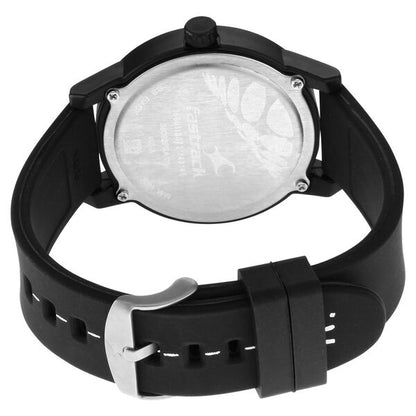 Fastrack Tees Quartz Analog Black Dial Silicone Strap Watch for Guys