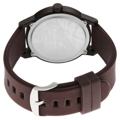 Fastrack Tees Quartz Analog Brown Dial Silicone Strap Watch for Guys