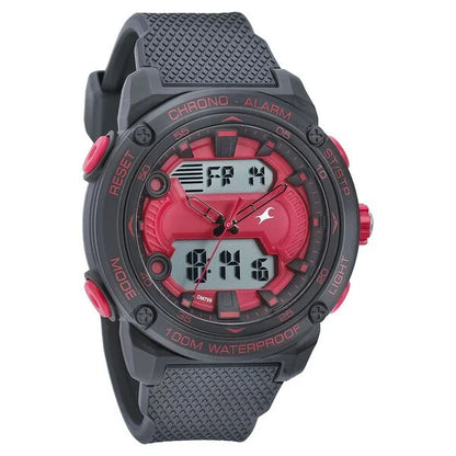Fastrack Streetwear Red Dial with Black Colour Strap Watch for Guys