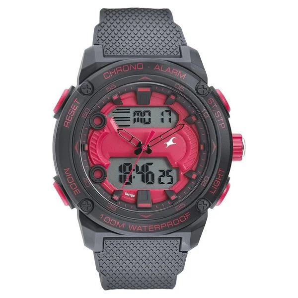 Fastrack Streetwear Red Dial with Black Colour Strap Watch for Guys