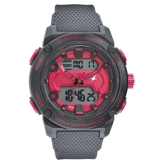 Fastrack Streetwear Red Dial with Black Colour Strap Watch for Guys