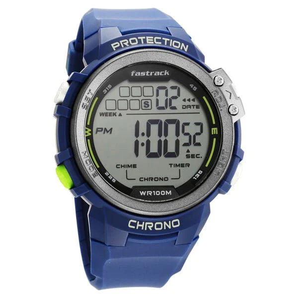 Fastrack Digital Dial Blue Silicone Strap Watch For Guys