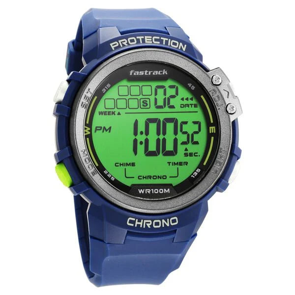 Fastrack Digital Dial Blue Silicone Strap Watch For Guys