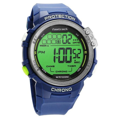 Fastrack Digital Dial Blue Silicone Strap Watch For Guys