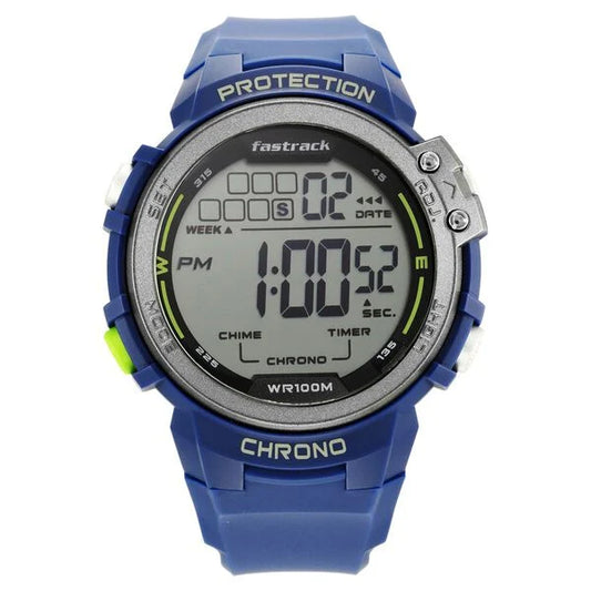 Fastrack Digital Dial Blue Silicone Strap Watch For Guys