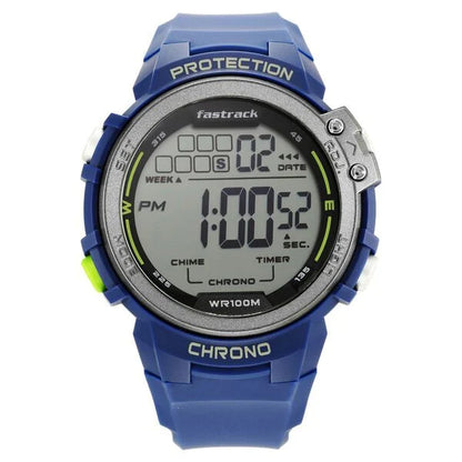 Fastrack Digital Dial Blue Silicone Strap Watch For Guys
