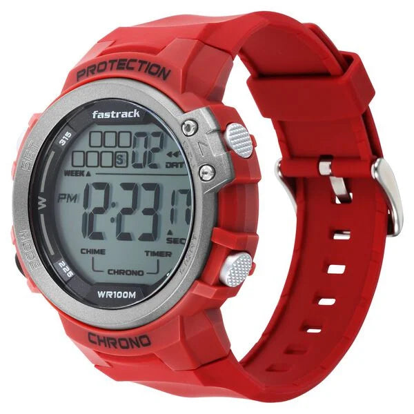 Fastrack Streetwear Digital Grey Dial Silicone Strap Watch for Guys