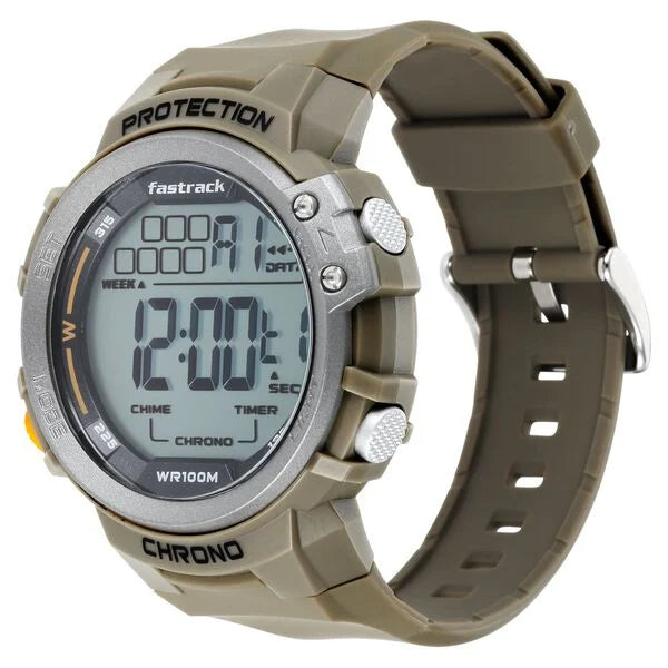 Fastrack Digital Dial Green Silicone Strap Watch For Guys