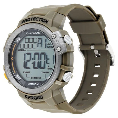Fastrack Digital Dial Green Silicone Strap Watch For Guys