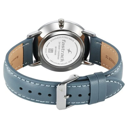 Fastrack Stunners X Quartz Analog Silver Dial Leather Strap Watch For Guys
